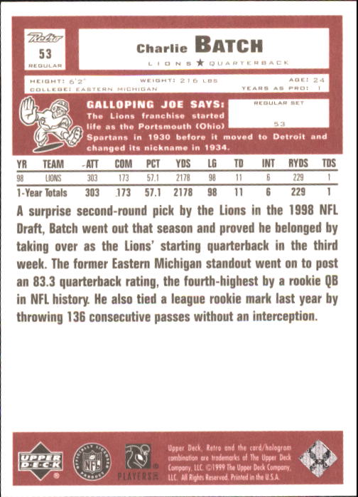 A7636- 1999 Upper Deck Retro FB #s 1-165 +Inserts -You Pick- 15+ FREE US SHIP - Picture 45 of 330
