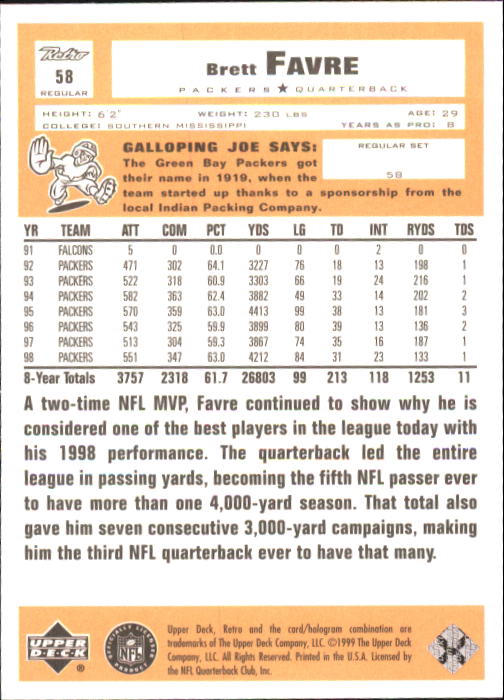 A7636- 1999 Upper Deck Retro FB #s 1-165 +Inserts -You Pick- 15+ FREE US SHIP - Picture 304 of 330