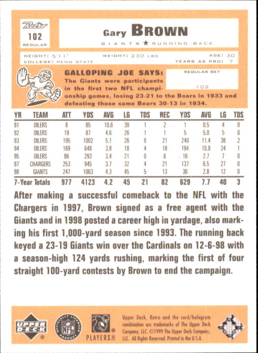 A7636- 1999 Upper Deck Retro FB #s 1-165 +Inserts -You Pick- 15+ FREE US SHIP - Picture 69 of 330
