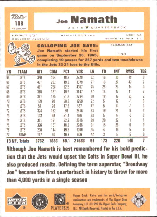 A7636- 1999 Upper Deck Retro FB #s 1-165 +Inserts -You Pick- 15+ FREE US SHIP - Picture 322 of 330