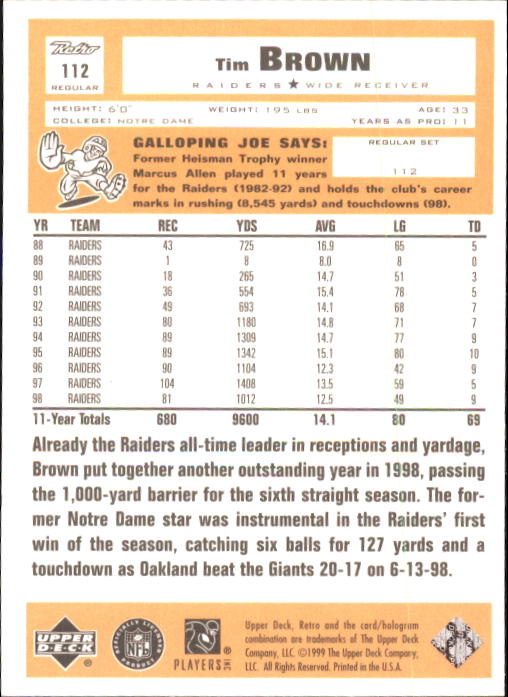 A7636- 1999 Upper Deck Retro FB #s 1-165 +Inserts -You Pick- 15+ FREE US SHIP - Picture 247 of 330