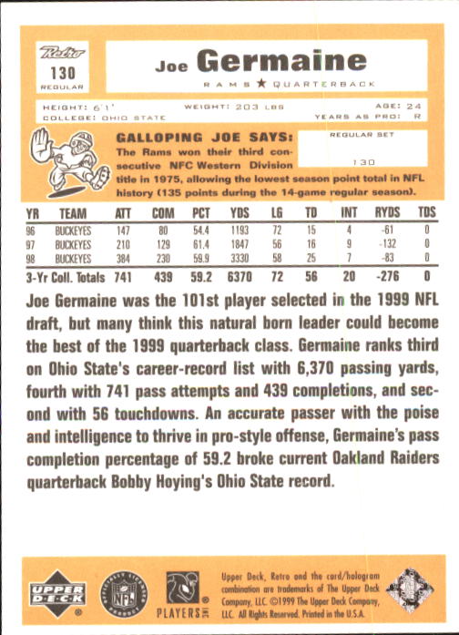 A7636- 1999 Upper Deck Retro FB #s 1-165 +Inserts -You Pick- 15+ FREE US SHIP - Picture 269 of 330