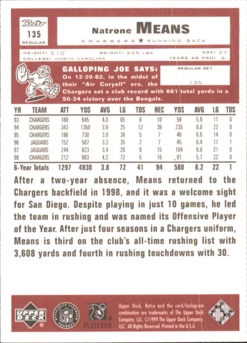 A7636- 1999 Upper Deck Retro FB #s 1-165 +Inserts -You Pick- 15+ FREE US SHIP - Picture 191 of 330
