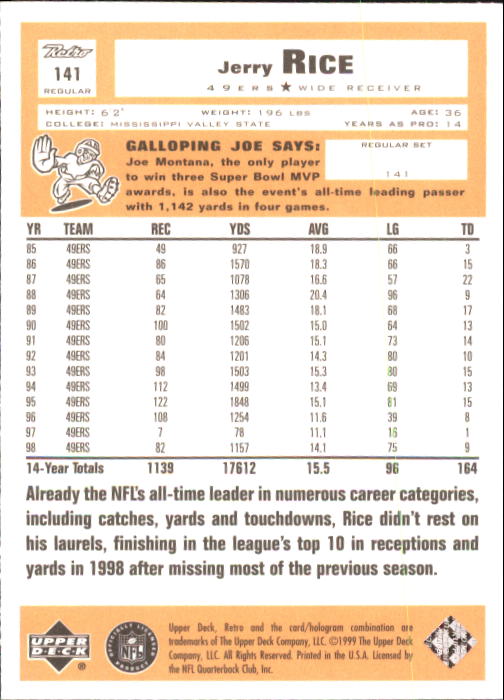 A7636- 1999 Upper Deck Retro FB #s 1-165 +Inserts -You Pick- 15+ FREE US SHIP - Picture 316 of 330
