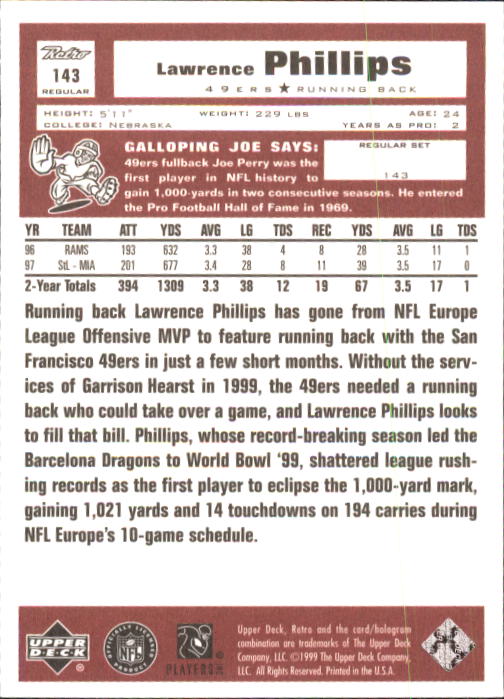 A7636- 1999 Upper Deck Retro FB #s 1-165 +Inserts -You Pick- 15+ FREE US SHIP - Picture 195 of 330