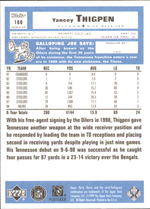 A7636- 1999 Upper Deck Retro FB #s 1-165 +Inserts -You Pick- 15+ FREE US SHIP - Picture 115 of 330