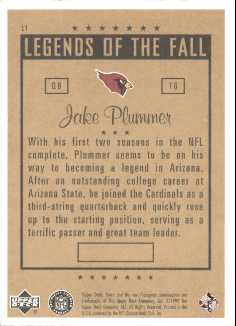 1999 Upper Deck Retro Legends of the Fall #L1 Jake Plummer back image