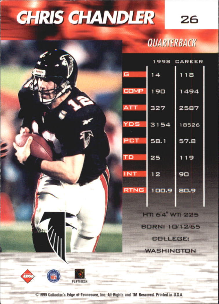 1999 Collector's Edge Millennium Collection Fury #26 Chris Chandler back image