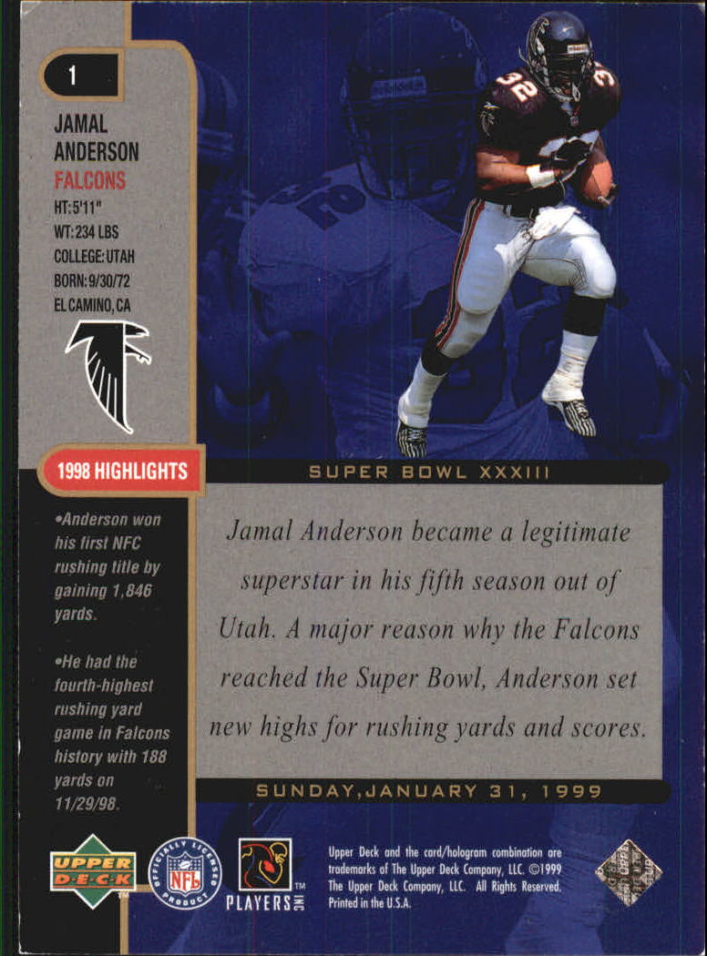 1999 Upper Deck Super Bowl XXXIII Jamal Anderson #1 Falcons