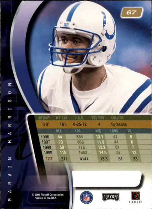 2000 Absolute #67 Marvin Harrison back image