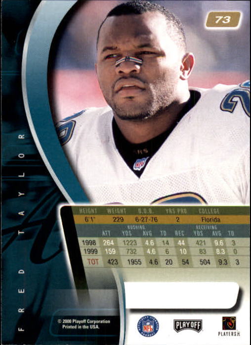 2000 Absolute #73 Fred Taylor back image