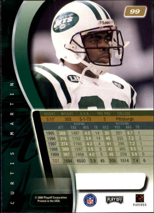 2000 Absolute #99 Curtis Martin back image