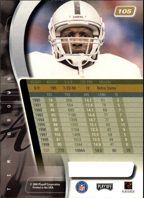 2000 Absolute #105 Tim Brown back image