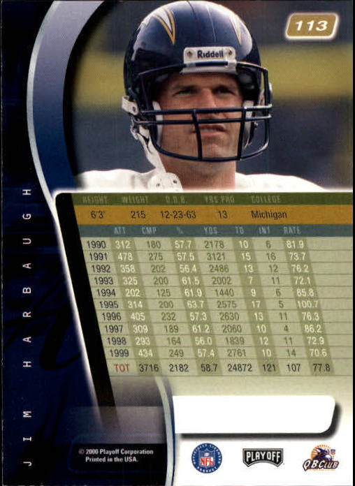 2000 Absolute #113 Jim Harbaugh back image