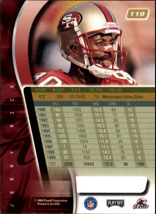 2000 Absolute #119 Jerry Rice back image