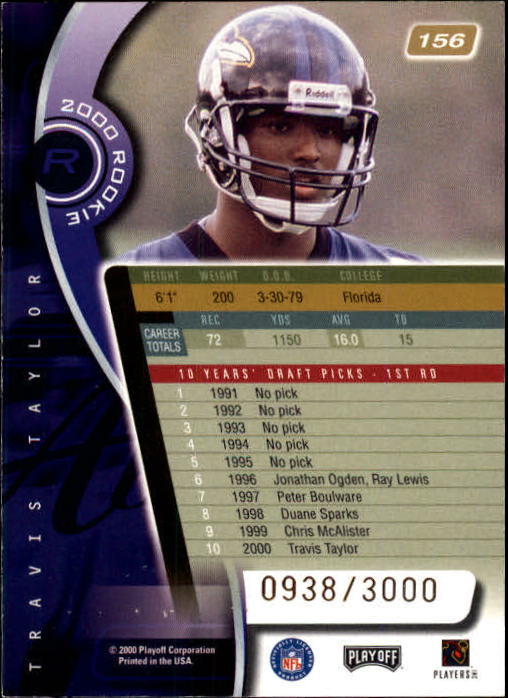 2000 Absolute #156 Travis Taylor RC back image
