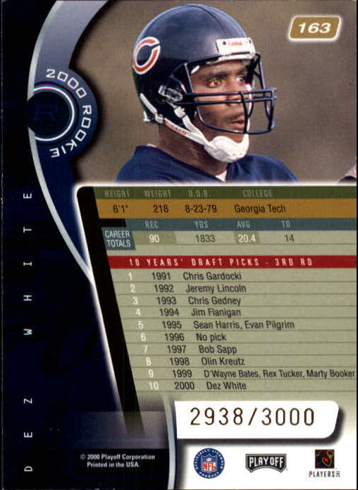 2000 Absolute #163 Dez White RC back image