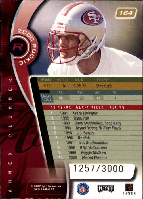 2000 Absolute #164 Ahmed Plummer RC back image