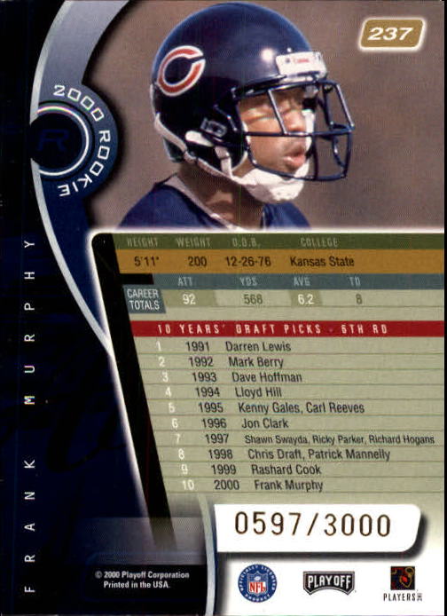 2000 Absolute #237 Frank Murphy RC back image