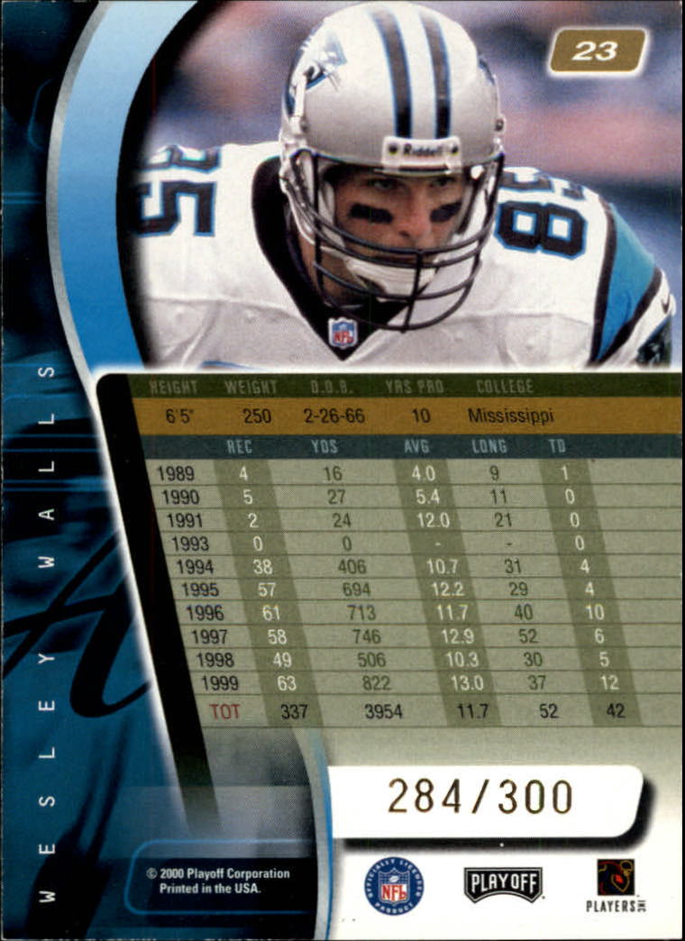 2000 Absolute Coaches Honors #23 Wesley Walls back image