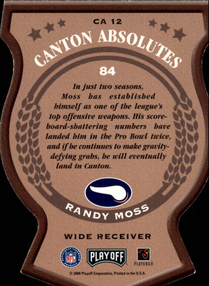 2000 Absolute Canton Absolutes #CA12 Randy Moss back image