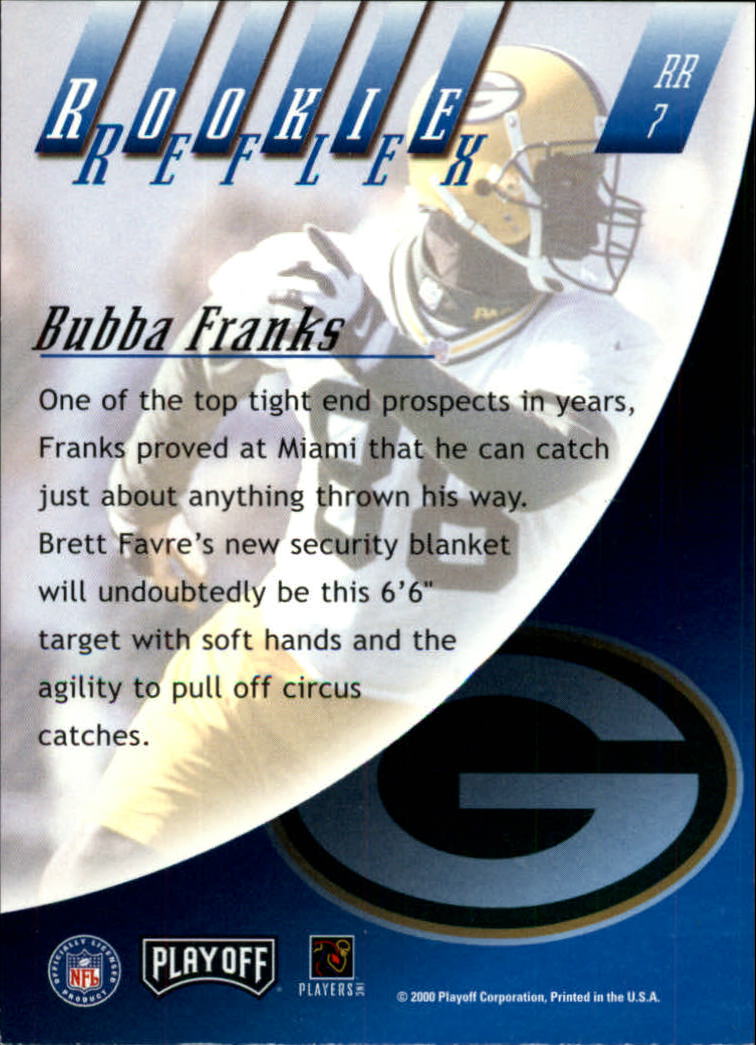 2000 Absolute Rookie Reflex #RR7 Bubba Franks back image