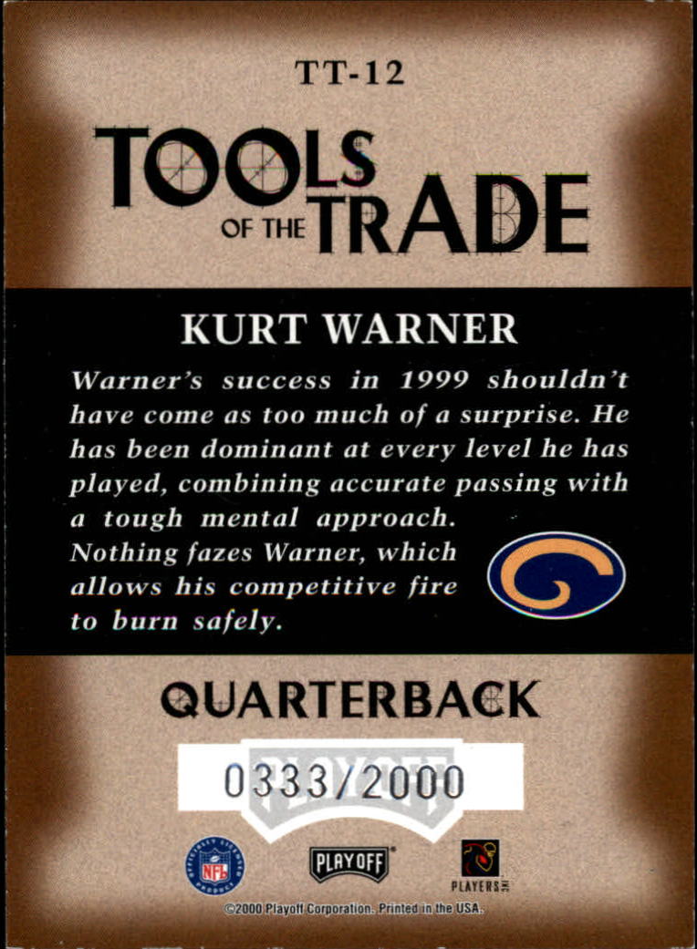 2000 Absolute Tools of the Trade #TT12 Kurt Warner back image