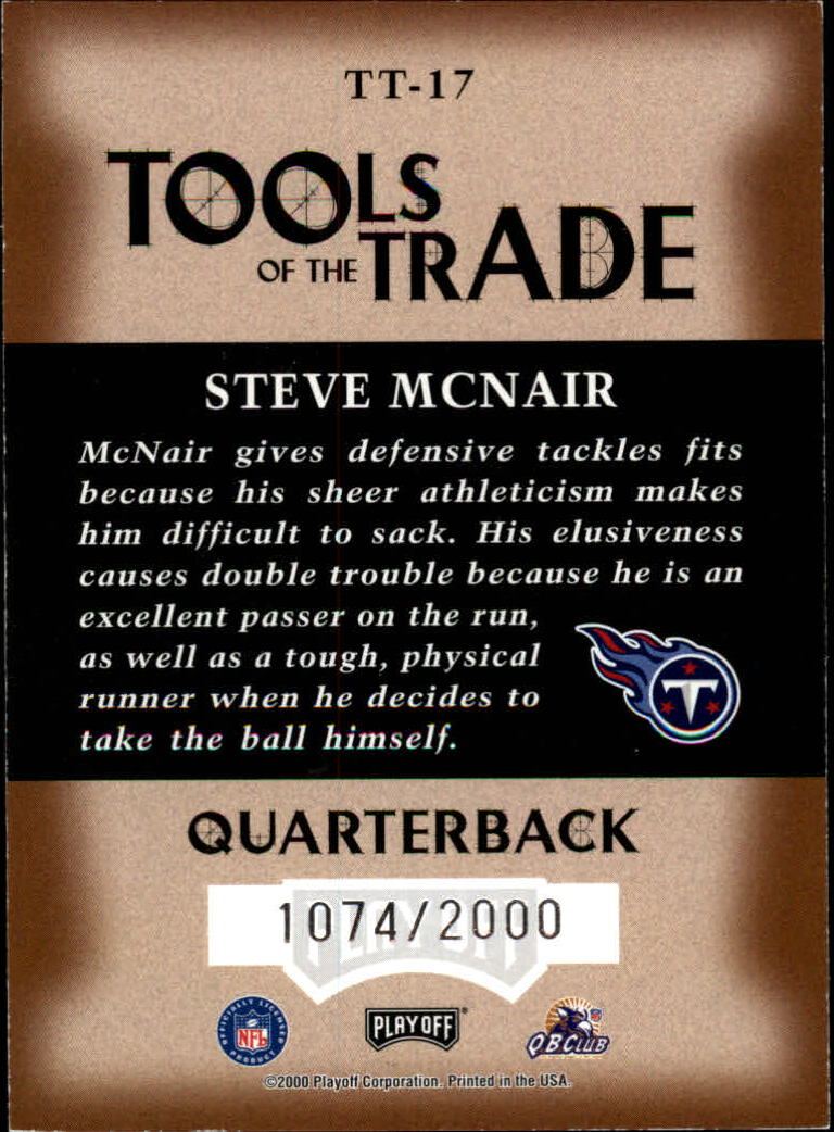 2000 Absolute Tools of the Trade #TT17 Steve McNair back image