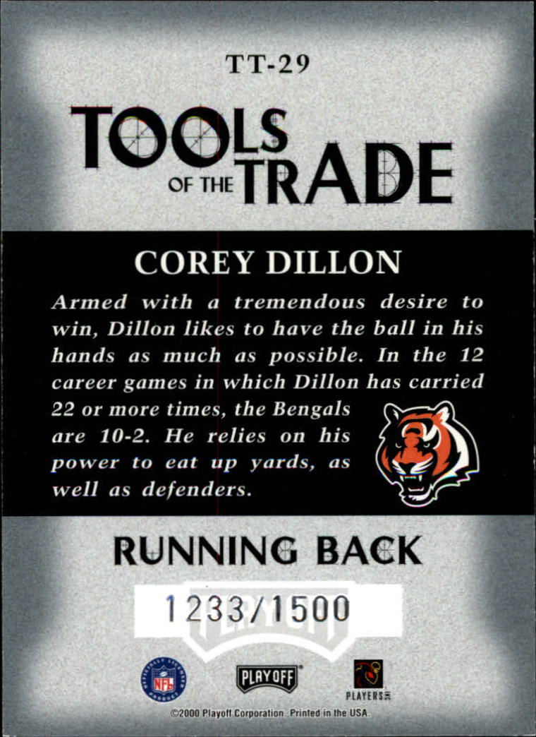 2000 Absolute Tools of the Trade #TT29 Corey Dillon back image