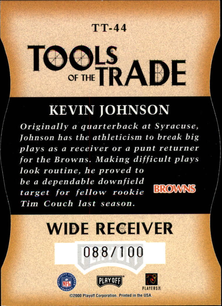 2000 Absolute Tools of the Trade Die Cuts #TT44 Kevin Johnson back image
