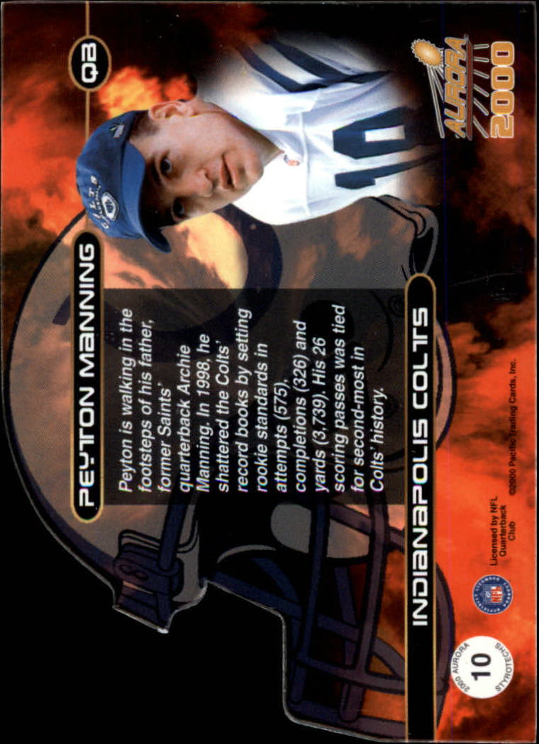 2000 Aurora Helmet Styrotechs #10 Peyton Manning back image