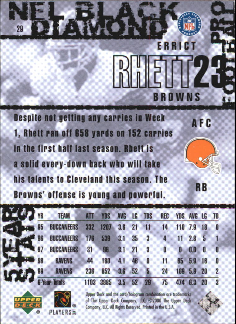2000 Black Diamond #29 Errict Rhett back image