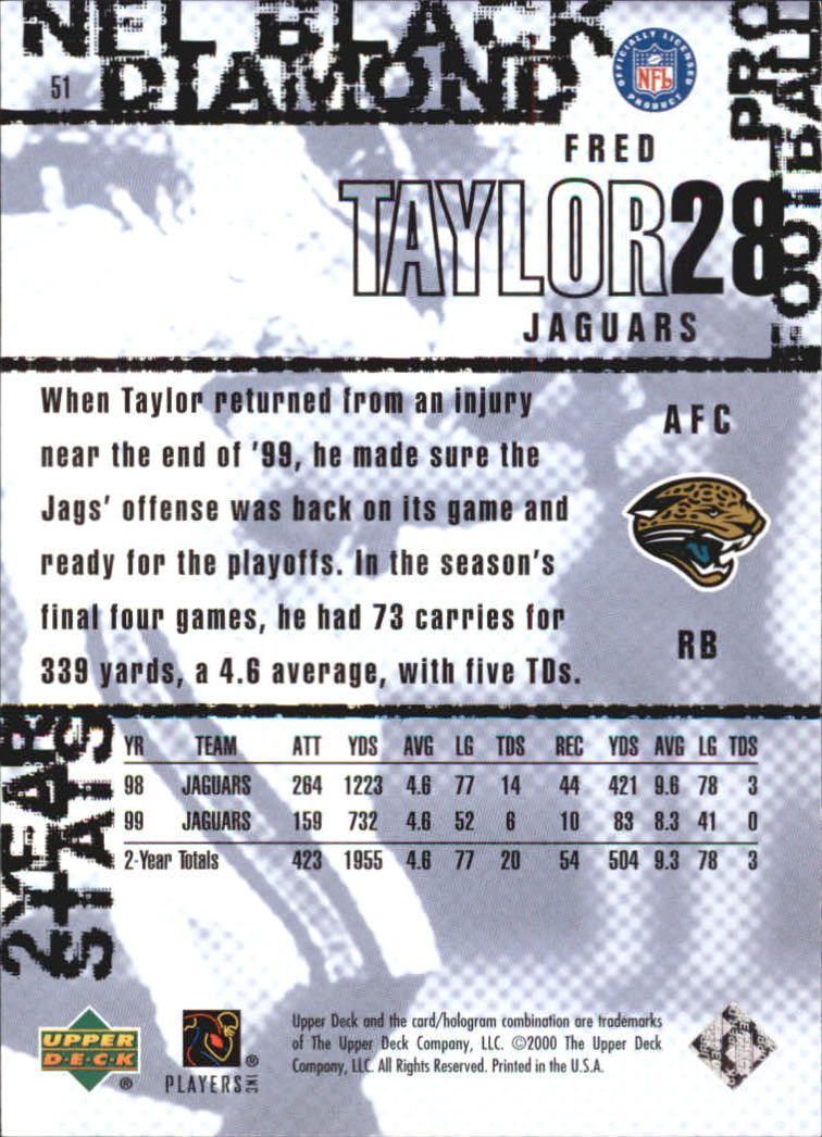 2000 Black Diamond #51 Fred Taylor back image