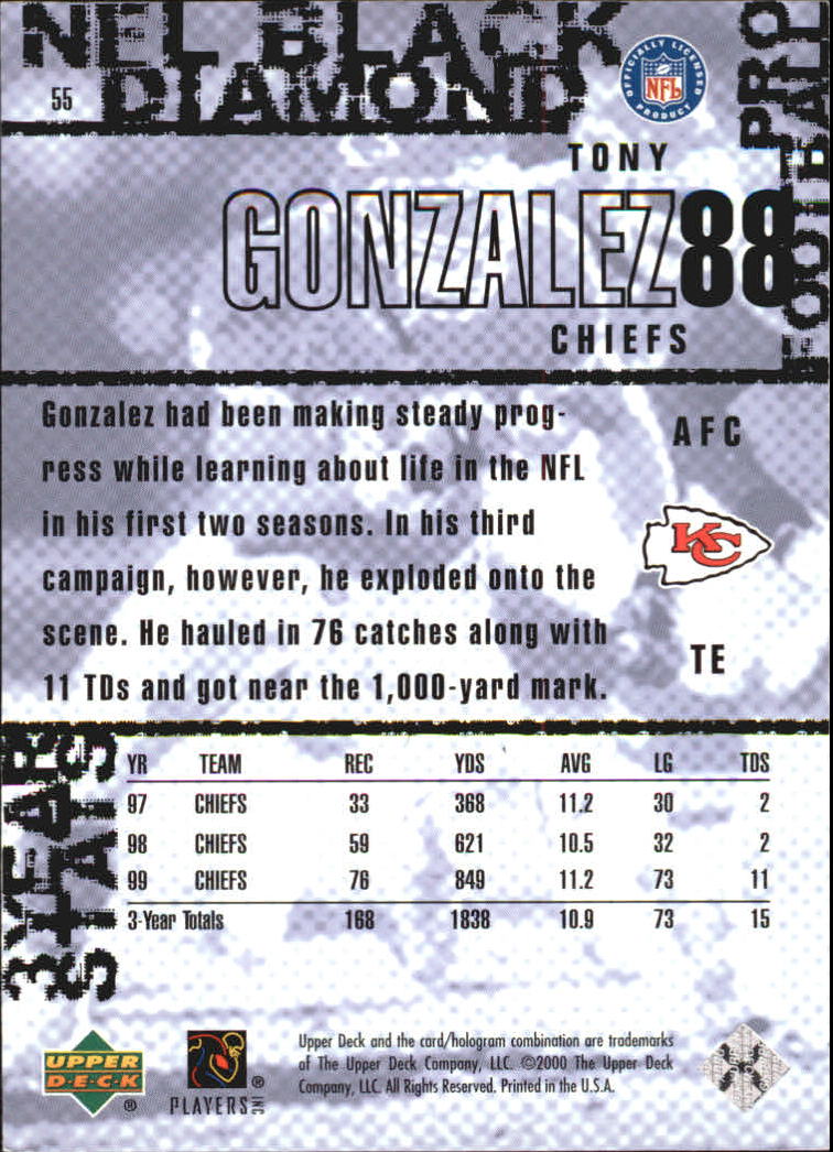 2000 Black Diamond #55 Tony Gonzalez back image