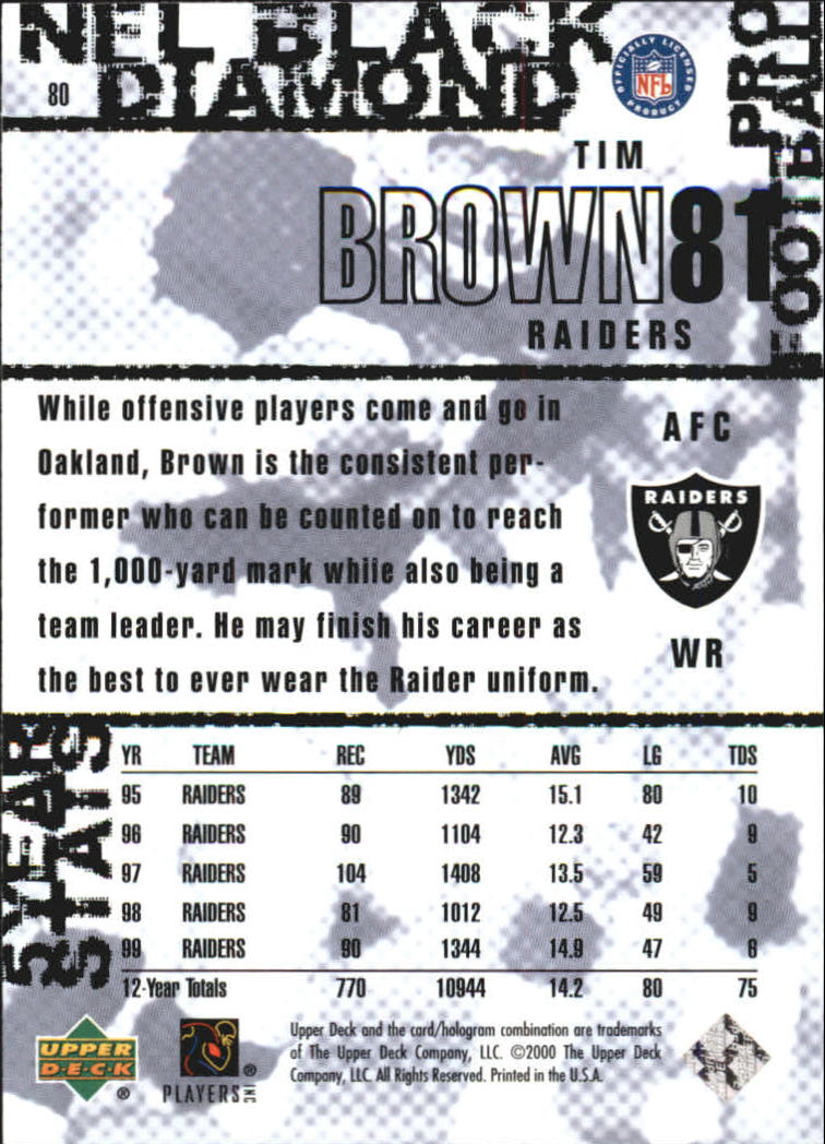 2000 Black Diamond #80 Tim Brown back image