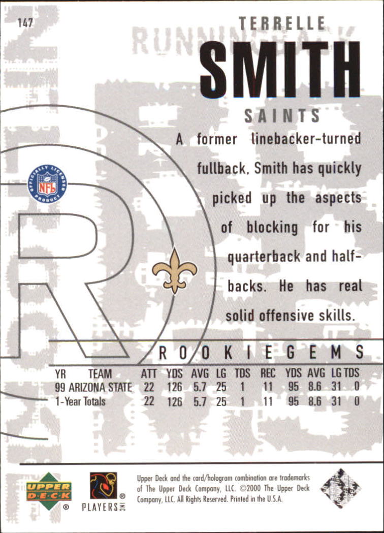 2000 Black Diamond #147 Terrelle Smith RC back image