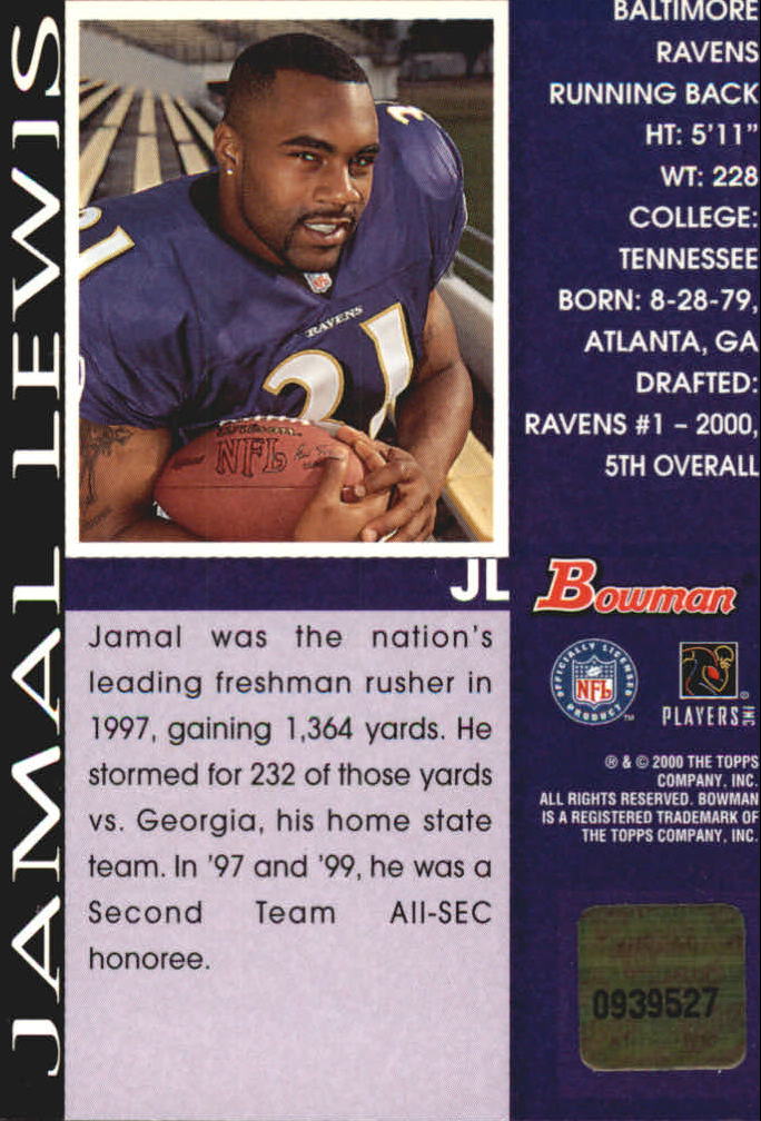 2000 Bowman Autographs #JL Jamal Lewis S back image