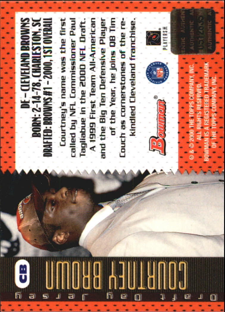2000 Bowman Draft Day Relics #CB Courtney Brown back image