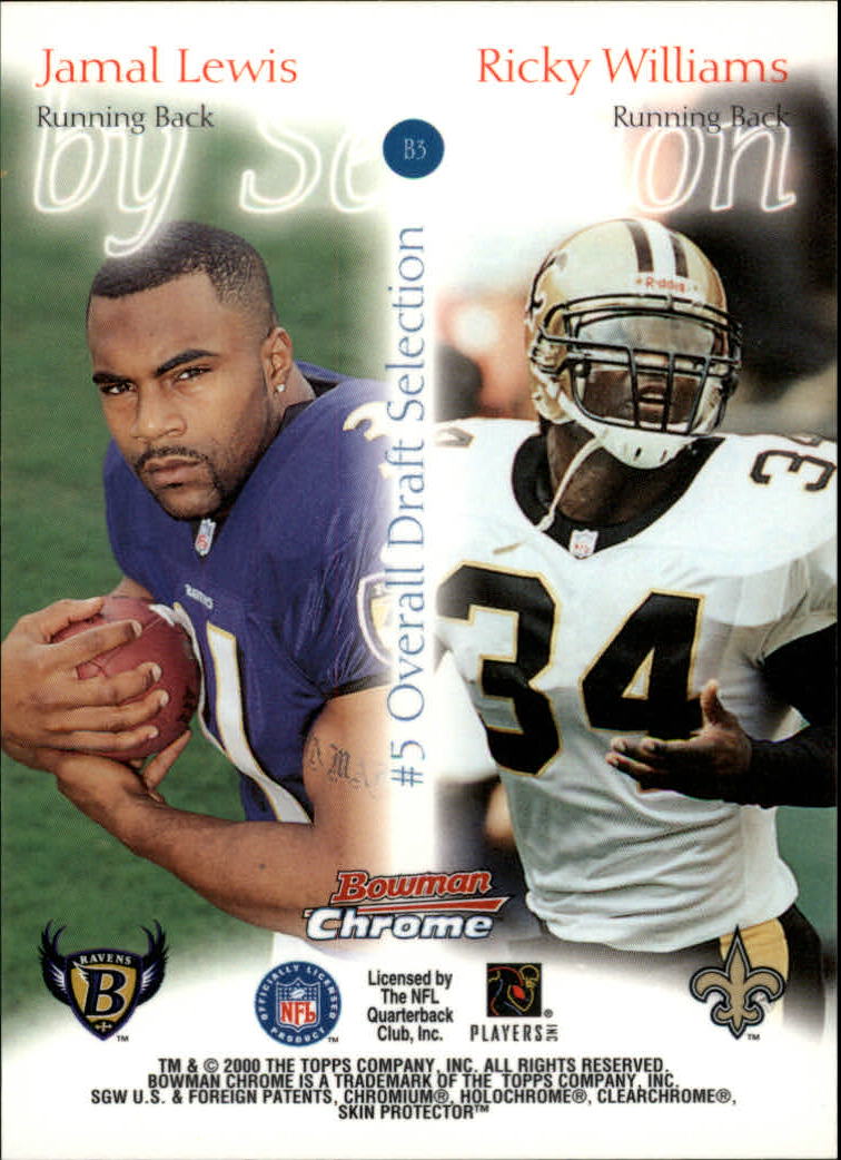 2000 Bowman Chrome By Selection #B3 R.Williams/J.Lewis back image
