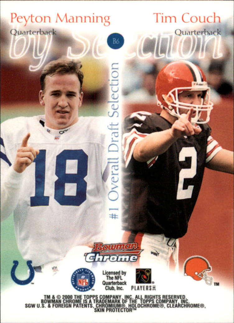 2000 Bowman Chrome By Selection #B6 T.Couch/P.Manning back image