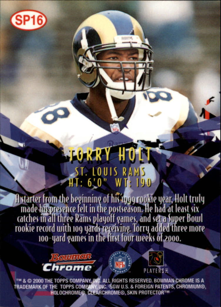 2000 Bowman Chrome Shattering Performers #SP16 Torry Holt back image