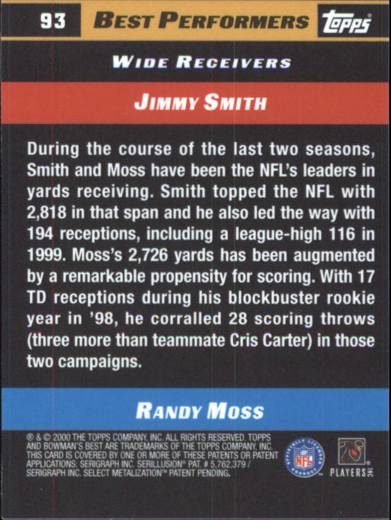 2000 Bowman's Best #93 J.Smith/R.Moss BP back image