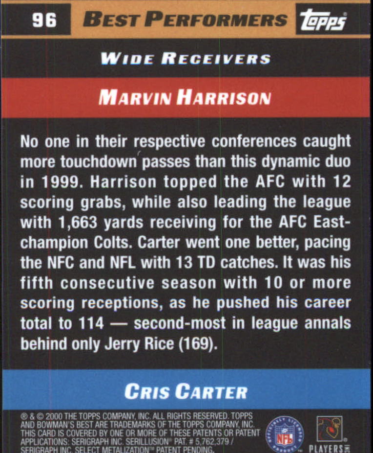 2000 Bowman's Best #96 M.Harrison/C.Carter BP back image