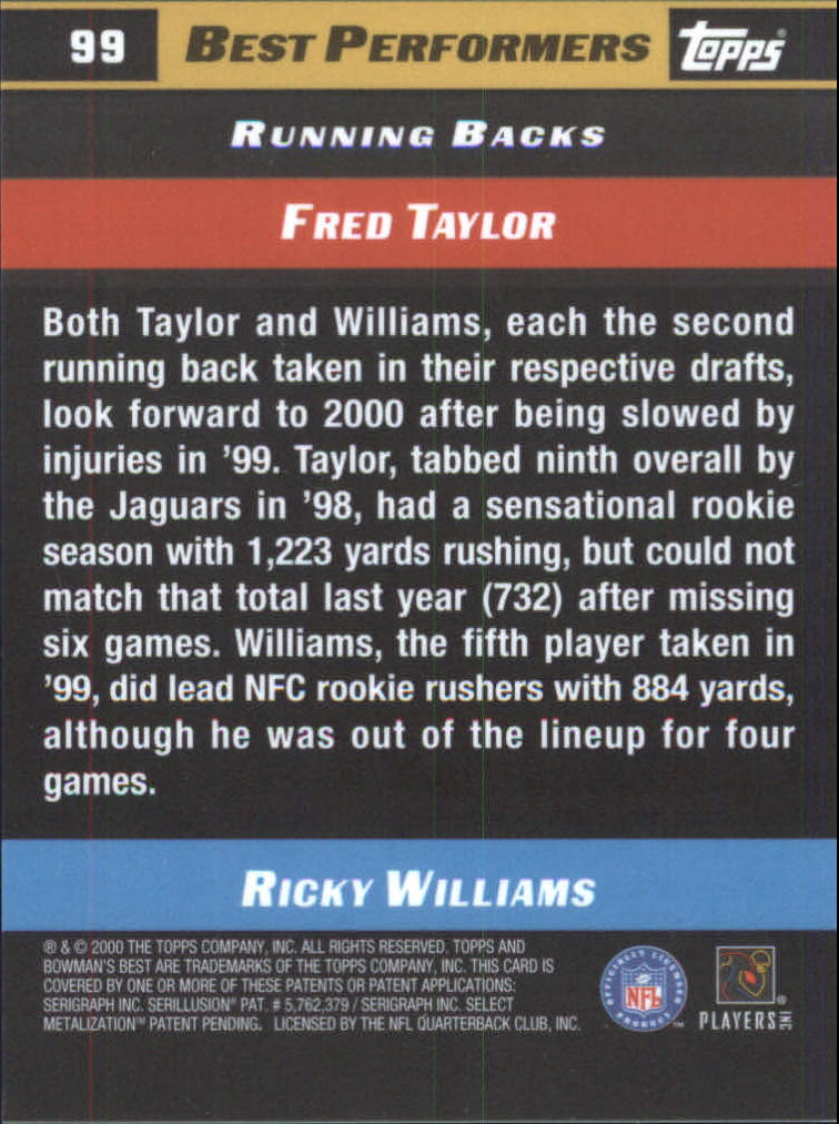 2000 Bowman's Best #99 F.Taylor/R.Williams BP back image