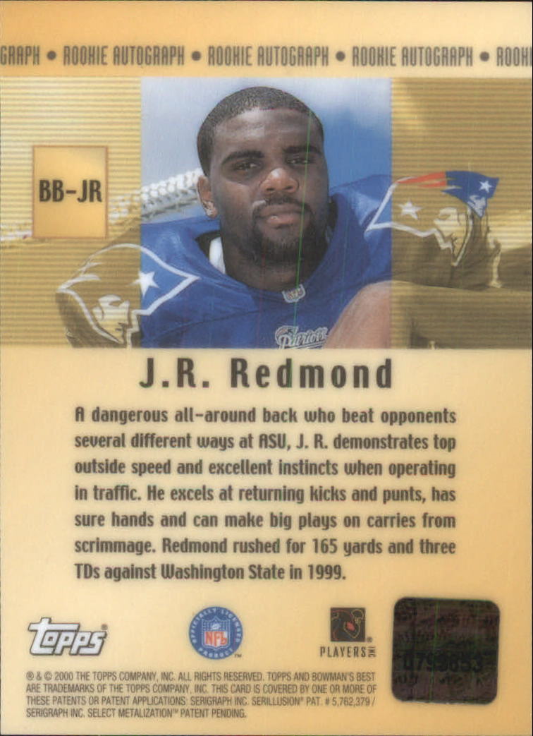 2000 Bowman's Best Autographs #BBJR J.R. Redmond back image