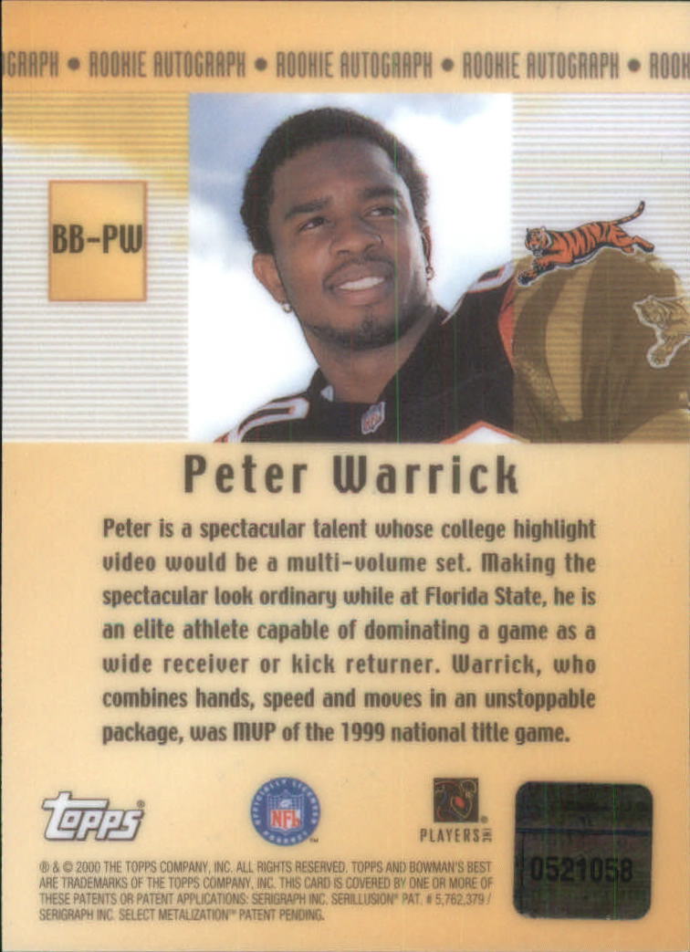 2000 Bowman's Best Autographs #BBPW Peter Warrick back image