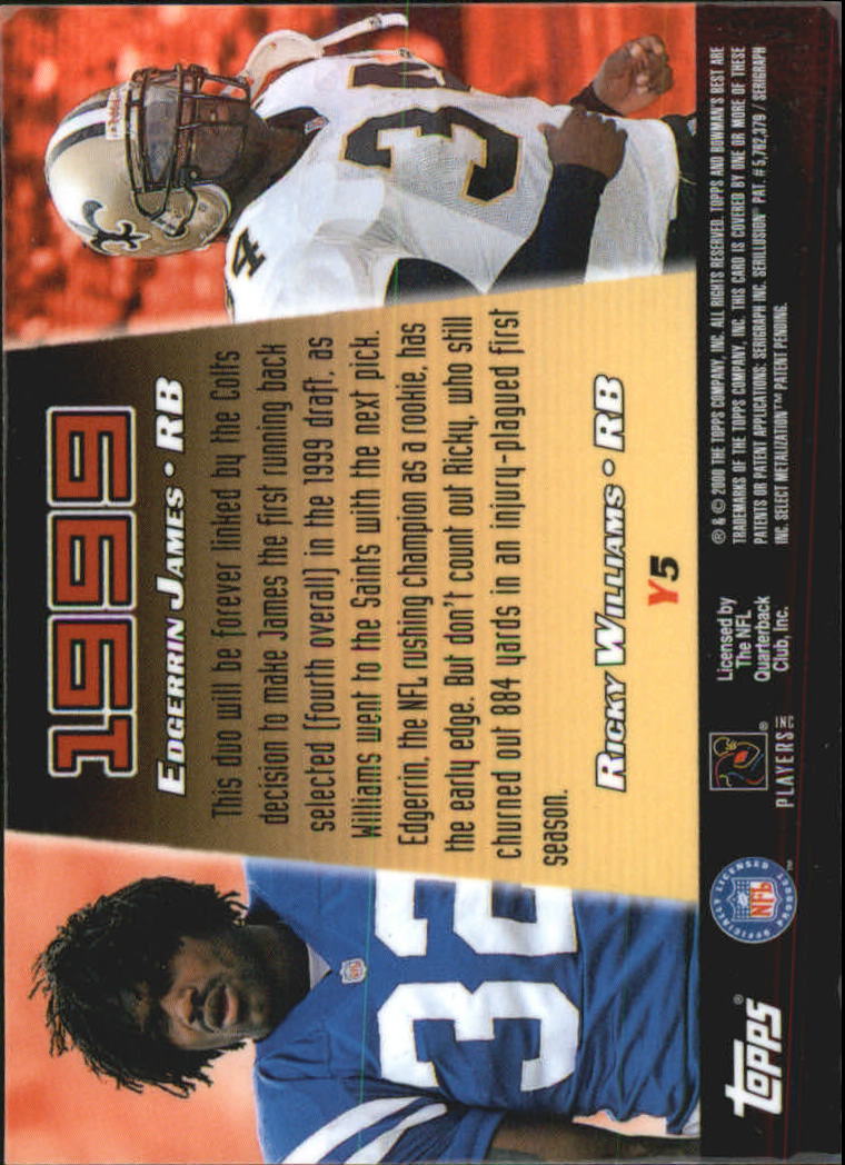 2000 Bowman's Best Year by Year #Y5 E.James/R.Williams back image