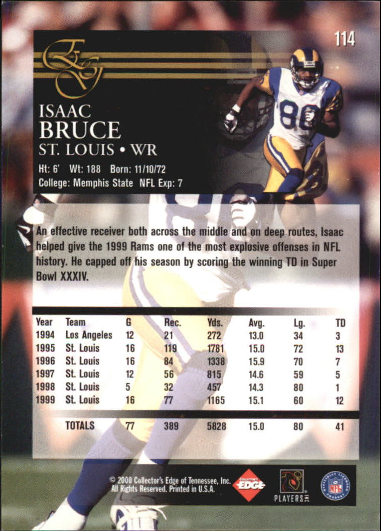 2000 Collector's Edge EG #114 Isaac Bruce back image
