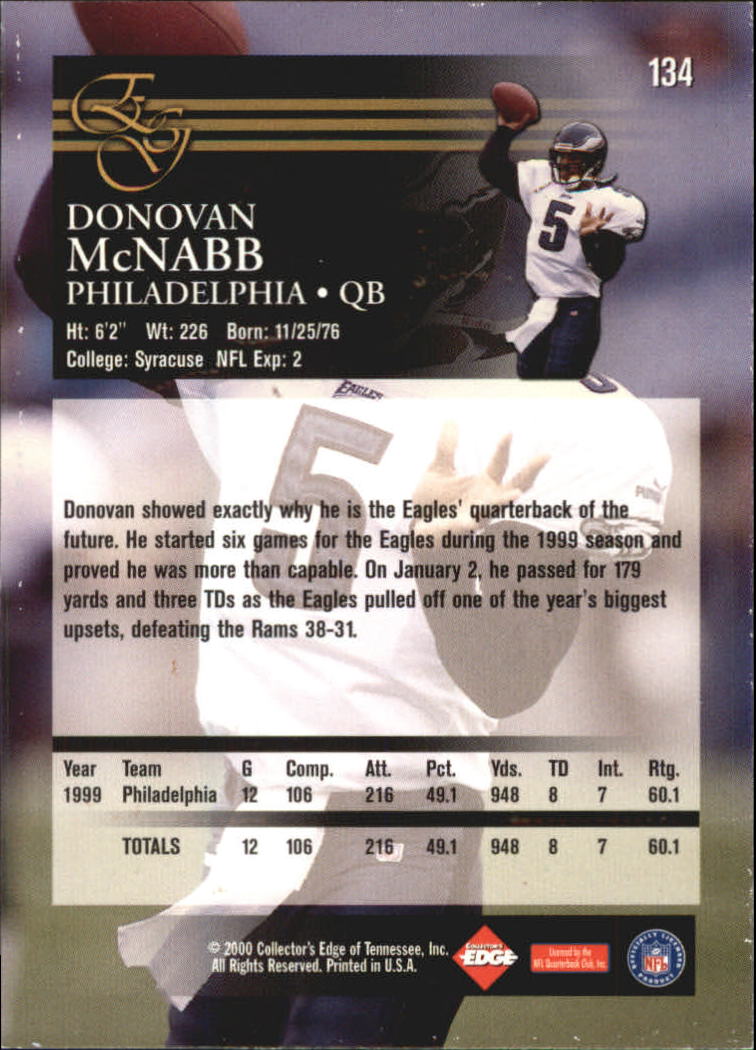 2000 Collector's Edge EG #134 Donovan McNabb back image