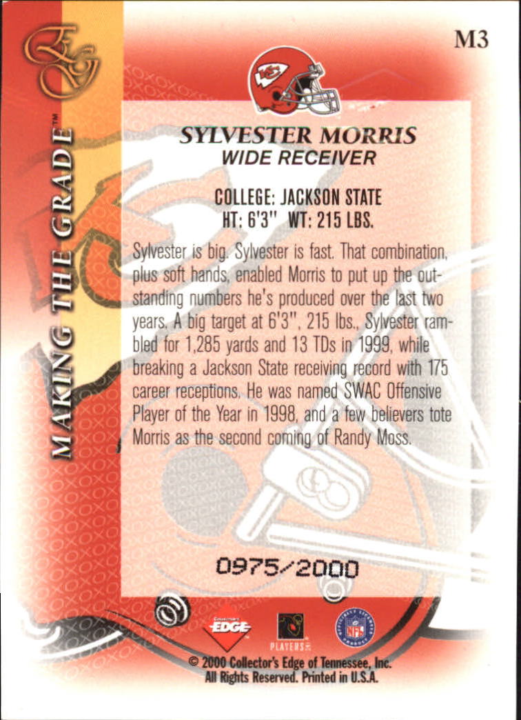 2000 Collector's Edge EG Making the Grade #M3 Sylvester Morris back image